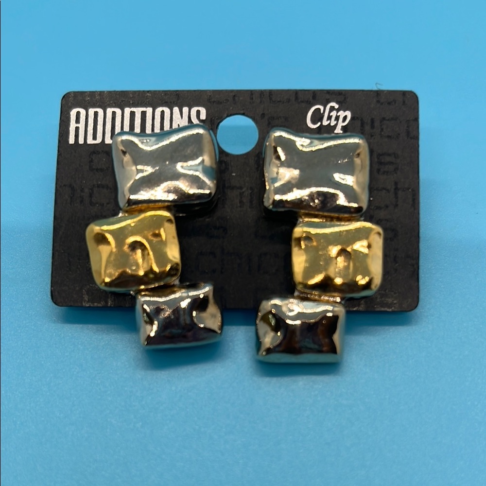 R71 Chico's Gold and Silver Clip Earrings